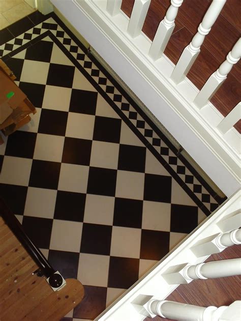 Thomasfarrell Tiling On Tiled Hallway Black And White Tiles Hall Tiles