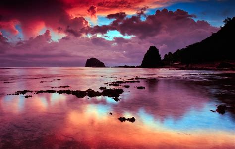 Wallpaper Beach Twilight Sky Sea Landscape Nature Sunset Clouds