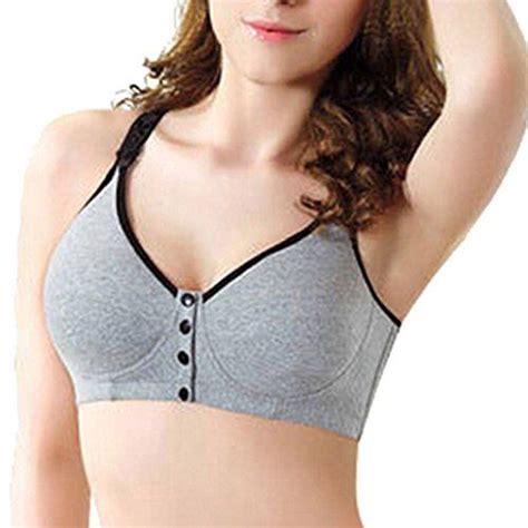 lady womens sports softcup wireless maternity nursing bra vest asain size m grey fashion