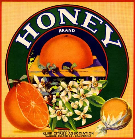 Ivanhoe Tulare County Honey Bee Orange Citrus Fruit Crate Label Art