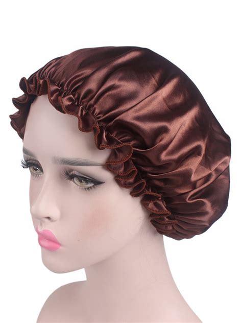 Womens Soft Pure Satin Silk Sleeping Caps Night Sleep Hats Hair Scarves Bonnet
