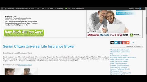 Plus, the amount of the costs could not rise and also a. Senior Citizen Universal Life Insurance Broker - YouTube
