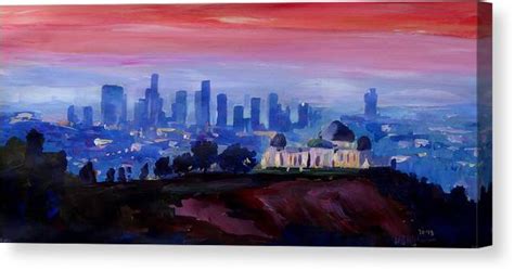 Los Angeles At Dusk With Griffith Observatory Canvas Print Canvas Art