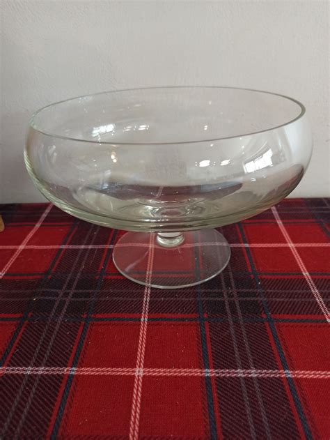 plain clear glass pedestal fruit bowl excellent condition etsy uk bowl clear glass fruit