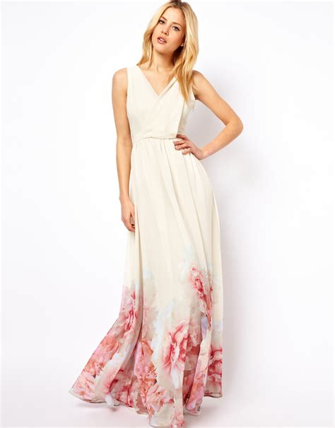 Mango Floral Hem Maxi Dress In Pink Lyst