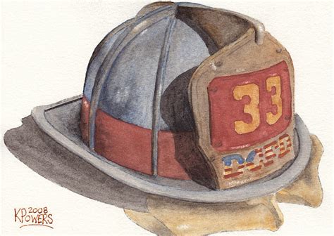 Firefighter Helmet With Melted Visor Painting By Ken Powers
