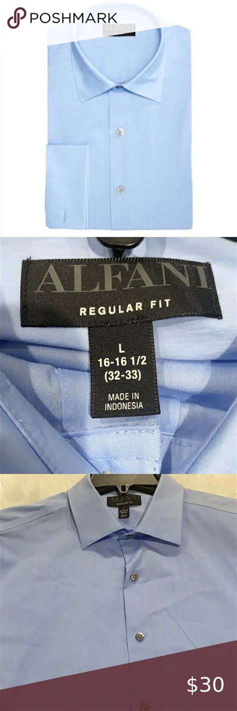 Alfani Mens Alfa Tech Solid Classic Fit Dress Dress Shirt Blue