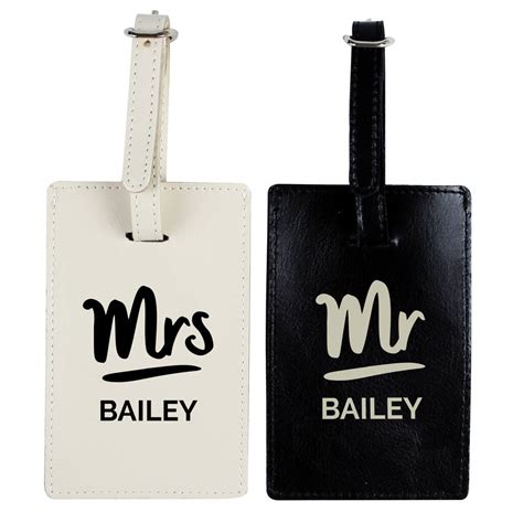 Personalised Mr And Mrs Leather Luggage Tag Set By Blackdown Lifestyle