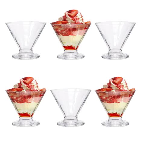 12 X Glass Ice Cream Sundae Dessert Glasses Stemmed Appetizer Summer