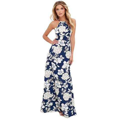 2018 Sexy Women Boho Long Dress Floral Print Sleeveless Maxi Summer