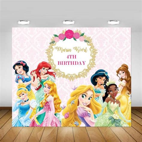Custom Disney Princess Girl Baby Child Happy Birthday Photo Background