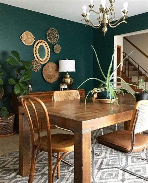 ️ 98 Beautiful Dark Green Living Room Wall Design Ideas 45 Dining