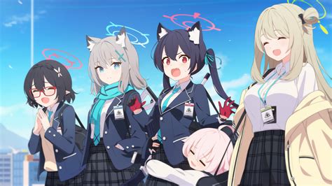 Wallpaper Anime Girls Loli Animal Ears School Uniform Blue