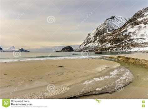 Playa De Haukland Islas De Lofoten Noruega Foto De Archivo Imagen