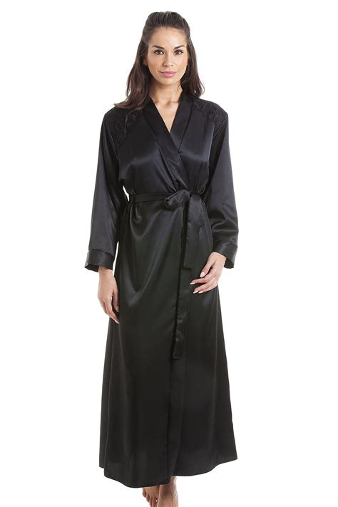 Luxury Black Satin Dressing Gown Wrap