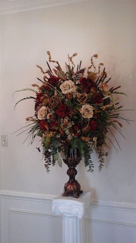 Large Tuscan Floral Arrangement Silk Floral Centerpiece Etsy Silk