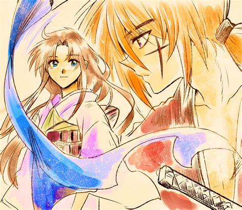 Himura Kenshin And Kamiya Kaoru Rurouni Kenshin Drawn By Itou Seseri