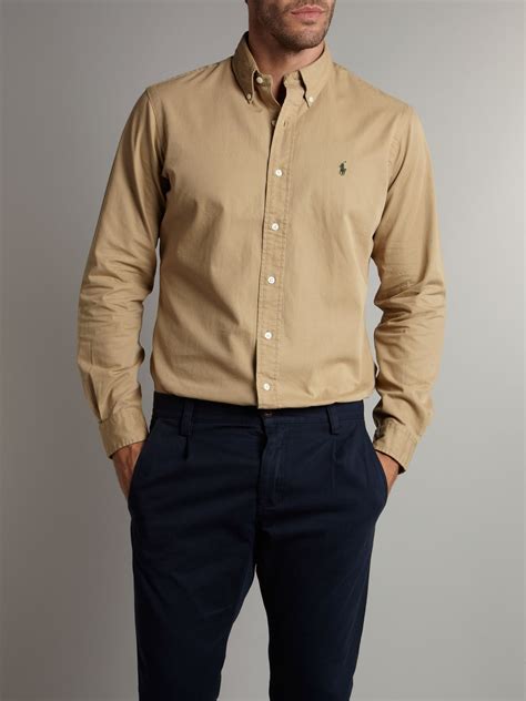 Polo Ralph Lauren Solid Chino Shirt In Natural For Men Lyst
