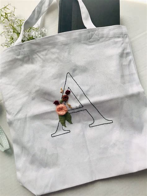 excited to share the latest addition to my etsy shop hand embroidered letter tote bag in 2021