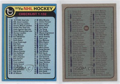 1979 80 Topps 131 Checklist Hockey Card Ebay