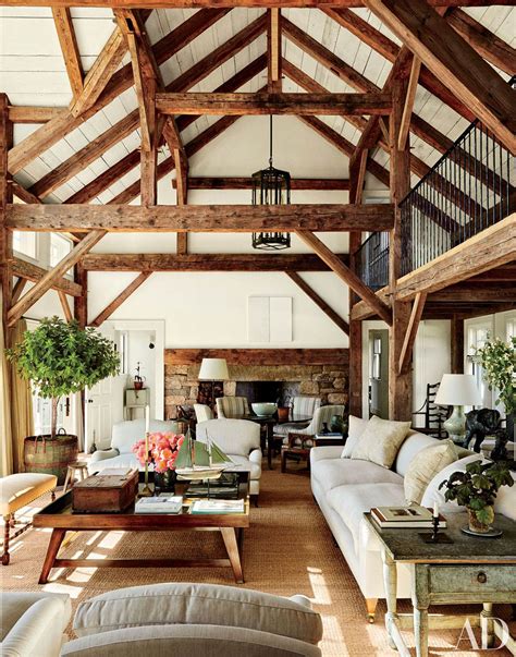Attic Living Room With Wooden Beams