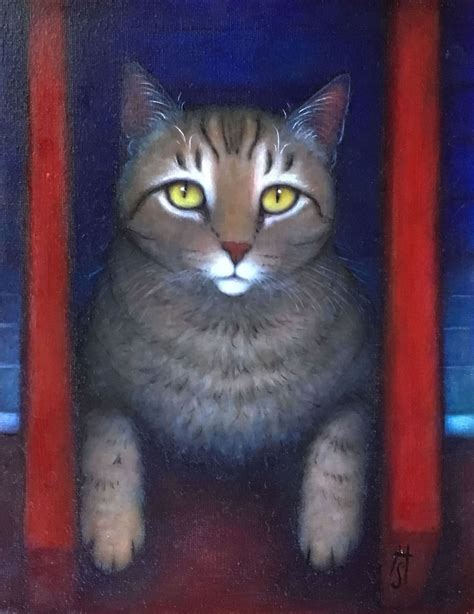 Brown Tabby Cat Original Oil Painting Waynes Cat