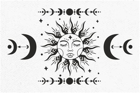 Sun And Moon Svg Boho Svg Celestial Sun Svg Mystical Svg