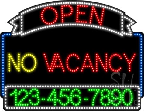 No Vacancy Open With Phone Number Animated Led Sign Vacancy Led Signs