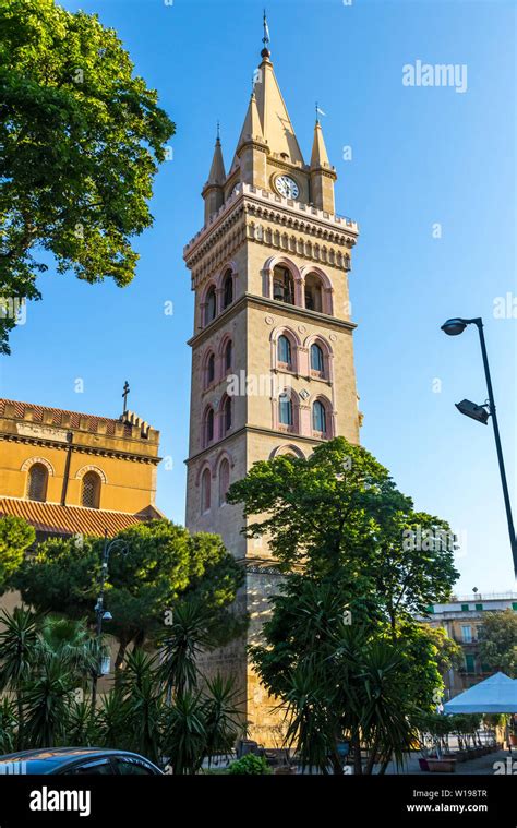 Clock Tower Of Messina Cathedral Italian Duomo Di Messina In Messina