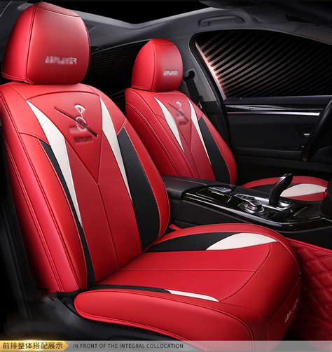 Red Car Seat Covers Full Set Premium Microfiber Leather 5 Seats Car