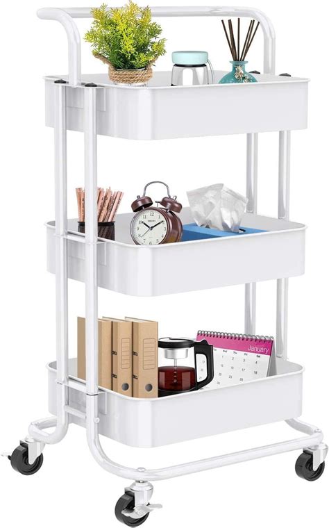 3 Tier Multifunctional Metal Organization Storage Rolling Utility Cart