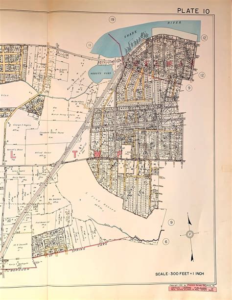 Wall Township Map Original 1941 Monmouth County Atlas Belmar Etsy