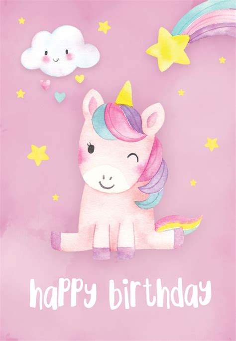 Printable Unicorn Birthday Card