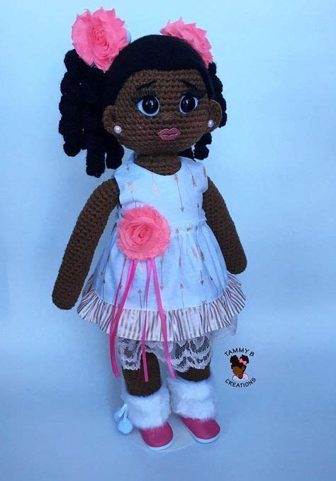 18 Inch African American Crochet Doll Handmade Doll Crochet Doll