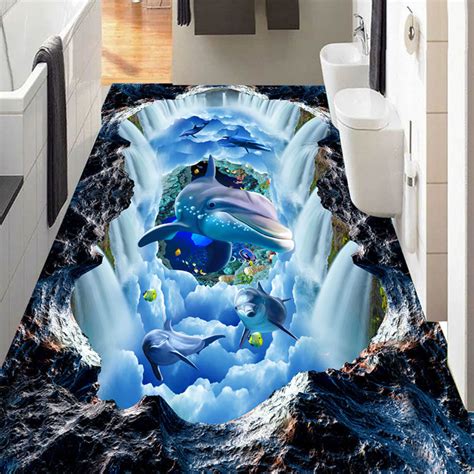 Most of the time, vinyl covering is found on bathroom floors. Modern 3D Pattern Floor Tiles Sticker Hotel Living Room ...