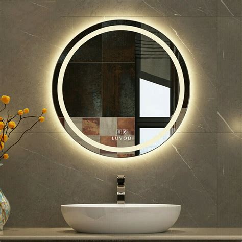 Illuminated Antifog 24 Led Wall Bathroom Mirror Round For Makeup W