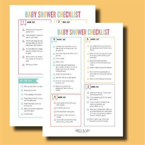 Cute Baby Shower Checklist Printable Cute Baby Showers For Modern Mom