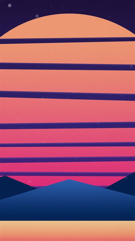 1080x1920 1080x1920 Retrowave Sunset Mountains Artist Artwork
