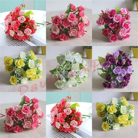 1pcs Bouquet Artificial Rose Flowers Wedding Bridal Flower Home Decoration Decorative Flowers