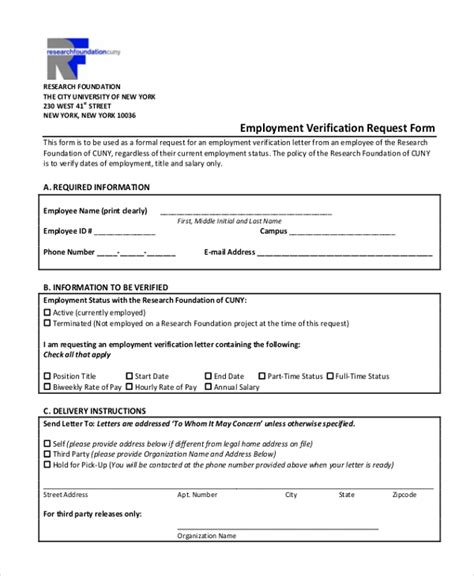 Free 14 Sample Employment Verification Forms In Pdf Ms Word