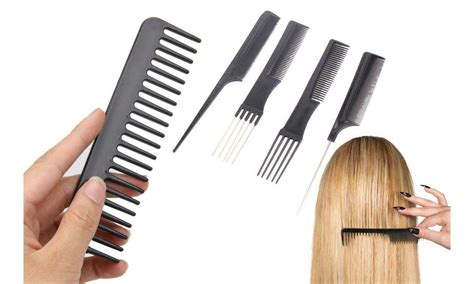 Professional Comb Set 8ct Black Styling Hair Cutting Combs Set Salon