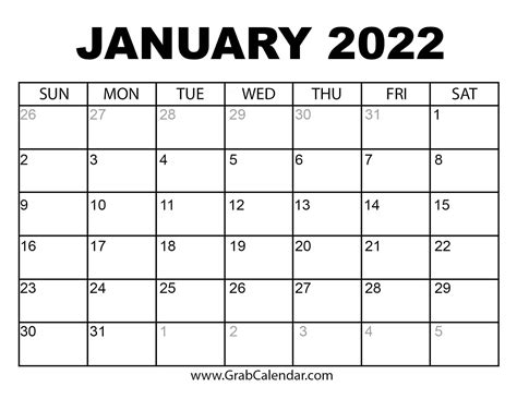 January 2022 Calendar January 2022 Free Printables Riset