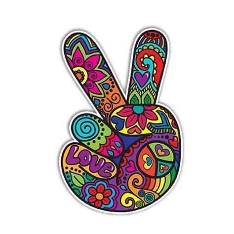 Meganjdesigns Hippie Peace Sign Hand Sticker Colorful