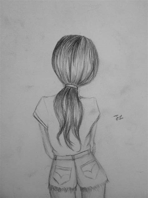 20 New For Simple Pencil Sketch Of Girl Back View Karon C Shade
