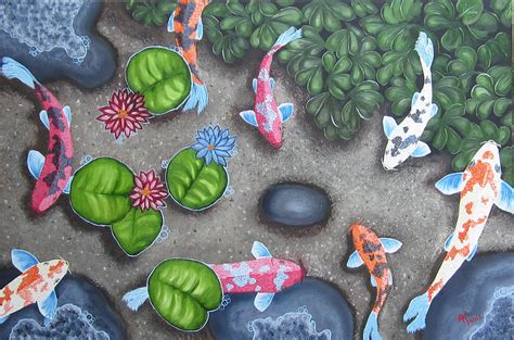 Sandy Koi Pond Painting By Al Knoll Fine Art America