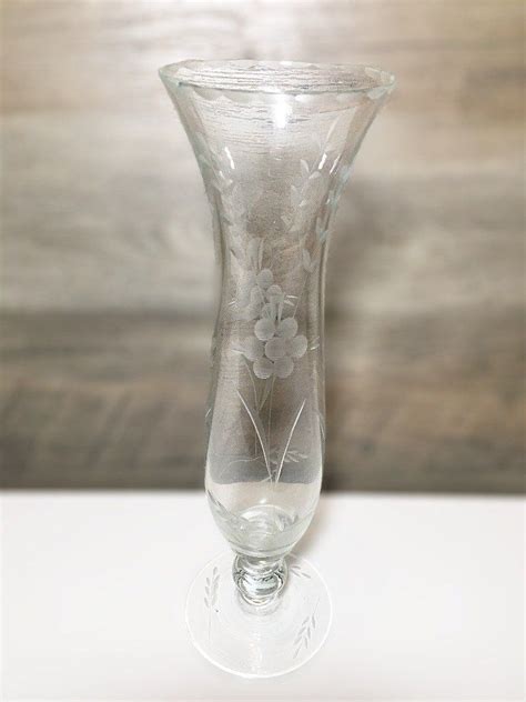 Vintage Etched Crystal Vase Etsy Crystal Vase Vase Vintage Glassware