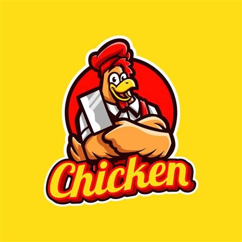 Premium Vector Chicken Cartoon With Knife Mascot Logo Chicken Logo