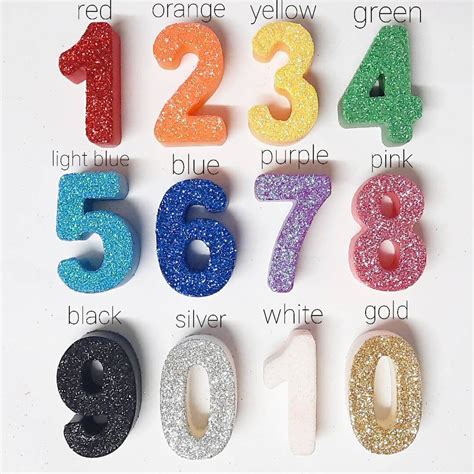Glitter Number Candle Etsy