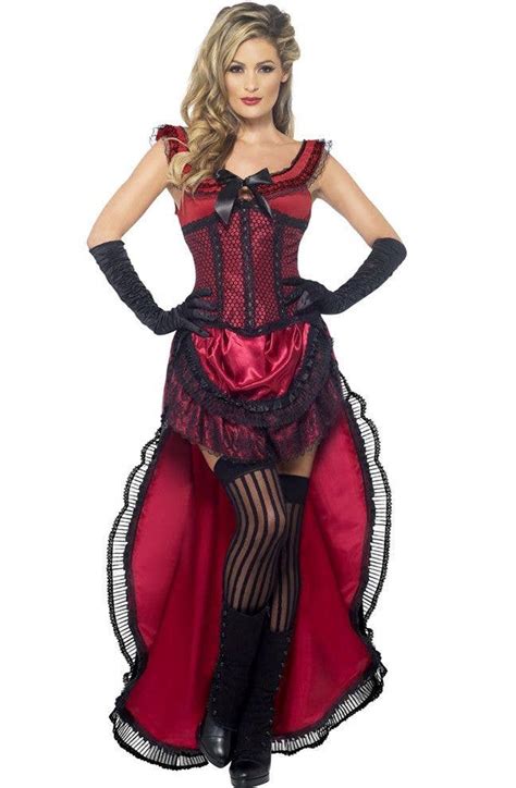 ruffled red and black saloon girl costume women s burlesque costume