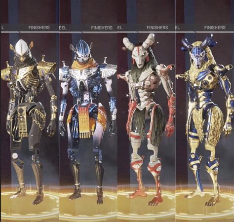 And the skinsuits are too busy waging war to care. These are the 4 new legendary skins for Revenant, they're ...